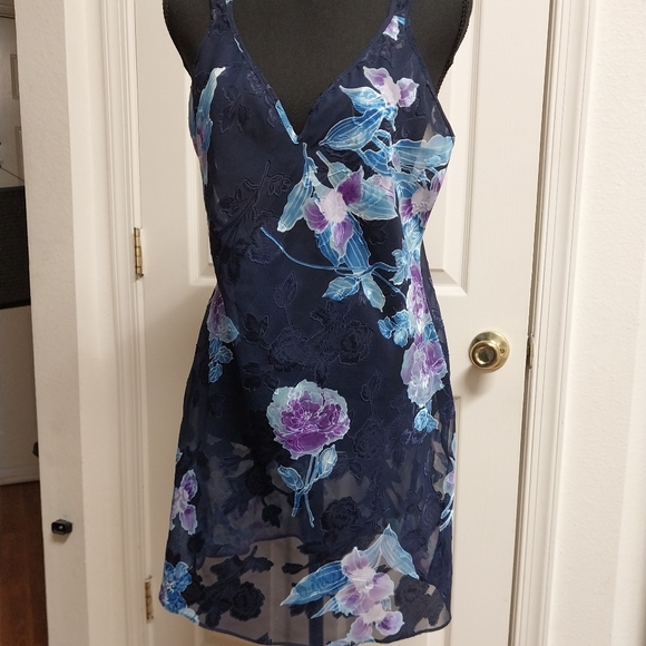 Floral Sheer Navy Dress - Picture 2 of 6